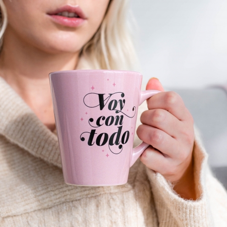 Taza La Vecina Rubia rosa 'Voy con todo'