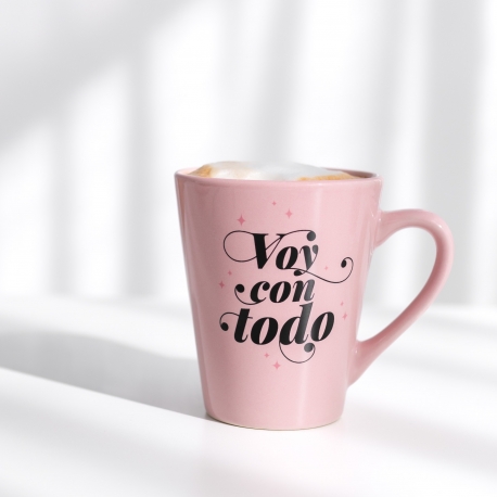 Taza La Vecina Rubia rosa 'Voy con todo'