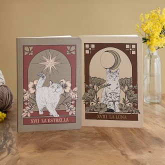 Pack 2 cuadernos cosidos "Tarot gatos" Laura Agustí