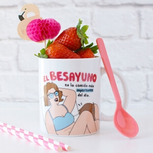Taza "Besayuno" de Moderna de Pueblo